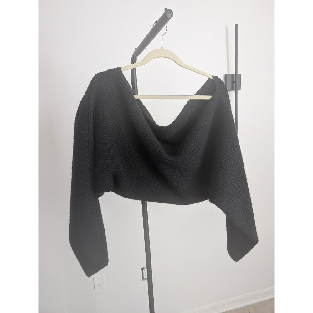 Commense Solid Open-Front Shrug Sweater (Black)